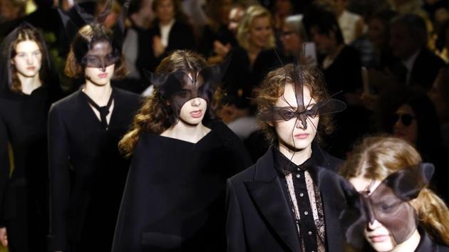 Models wear creations for Christian Dior's Haute Couture Spring-Summer 2017 fashion collection presented in Paris on Monday. (AP) 