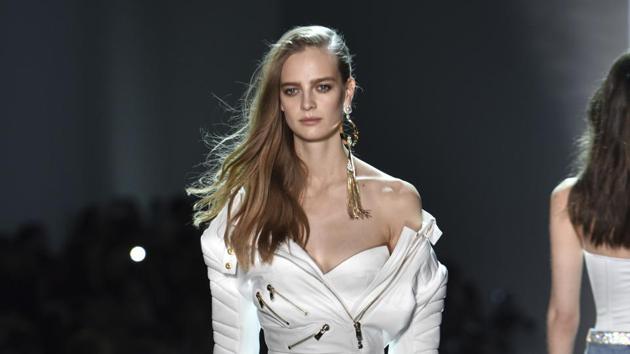 A model wears a creation by Alexandre Vauthier during his Haute Couture Spring-Summer 2017 fashion collection presented in Paris on Tuesday. (AP) 