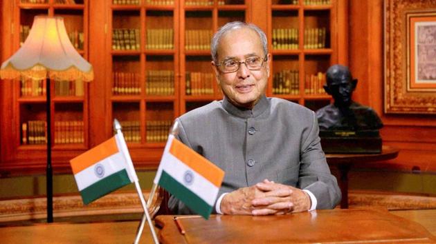 President Pranab Mukherjee addressing the nation on the eve of 68th Republic Day at Rashtrapati Bhavan in New Delhi on Wednesday.(PTI Photo)