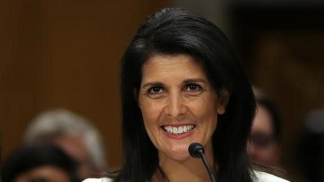 Former South Carolina governor Nikki Haley testifies before a Senate Foreign Relations Committee confirmation hearing on her nomination to be to US ambassador to the United Nations at Capitol Hill in Washington. (Reuters Photo) Former South Carolina governor Nikki Haley testifies before a Senate Foreign Relations Committee confirmation hearing on her nomination to be to US ambassador to the United Nations at Capitol Hill in Washington. (Reuters Photo)
