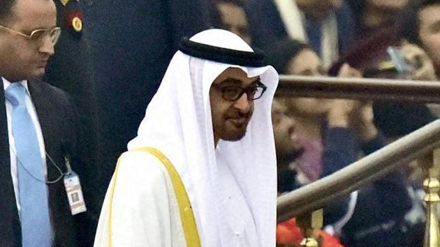 Sheikh Mohammed Bin Zayed Al Nahyan, Crown Prince of Adu Dhabi leaves after attending the 68th Republic Day celebrations at Rajpath in New Delhi. (PTI Photo) Sheikh Mohammed Bin Zayed Al Nahyan, Crown Prince of Adu Dhabi leaves after attending the 68th Republic Day celebrations at Rajpath in New Delhi. (PTI Photo)