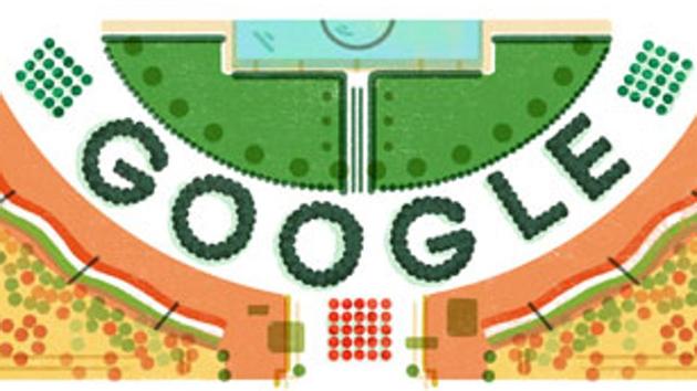 Search giant Google in its special doodle to mark the 68th Republic Day on Thursday showed a stadium full of people amid a sea of tricolour decking up the arena.(Google Photo)