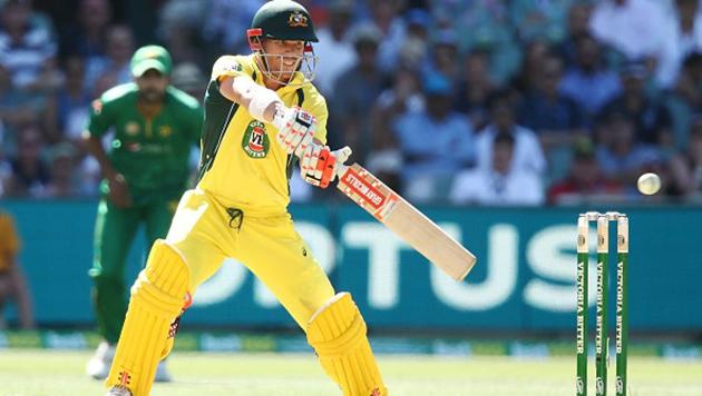 David Warner of Australia cricket team hits a boundary during his 179 against Pakistan cricket team in the 5th ODI at Adelaide Oval on Thursday. (Getty Images) David Warner of Australia cricket team hits a boundary during his 179 against Pakistan cricket team in the 5th ODI at Adelaide Oval on Thursday. (Getty Images)