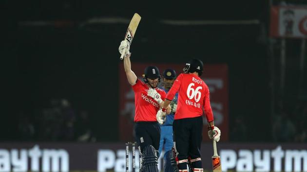 Eoin Morgan struck his eighth T20I fifty as England cruised towards the total. (BCCI)