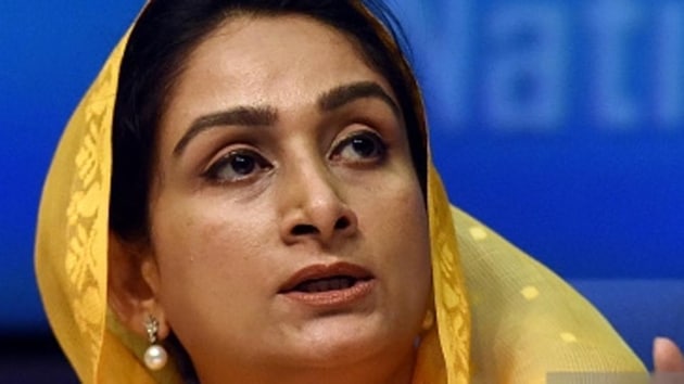 Union food processing minister Harsimrat Kaur Badal(HT File Photo)