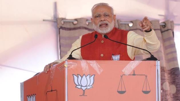 Prime minister Narendra Modi addressing an election rally at Jalandhar, Punjab, on January 27, 2017.(Pardeep Pandit / HT Photo)