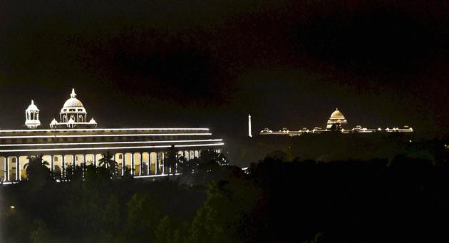 Illuminated Rashtrapati Bhavan and Parliament in New Delhi on the occasion of 68th Republic Day on Thursday. (PTI Photo) Illuminated Rashtrapati Bhavan and Parliament in New Delhi on the occasion of 68th Republic Day on Thursday. (PTI Photo)