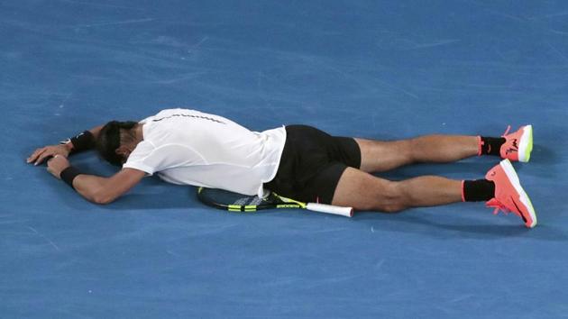 Rafael Nadal defeated Grigor Dimitrov 6-3 5-7 7-6(5) 6-7(4) 6-4 at the Australian Open. (REUTERS)