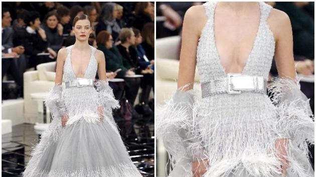Chanel: Chanel’s retro silhouettes, featuring tweed, tulle and feathers, are likely to prove popular with stars of the big screen this February. (AFP) Chanel: Chanel’s retro silhouettes, featuring tweed, tulle and feathers, are likely to prove popular with stars of the big screen this February. (AFP)