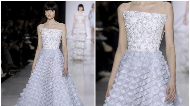 Ralph and Russo: The collection’s strapless dresses, shift dresses and slit dresses are sure to find a place on the red carpet at this year’s Academy Awards in February. (AFP) Ralph and Russo: The collection’s strapless dresses, shift dresses and slit dresses are sure to find a place on the red carpet at this year’s Academy Awards in February. (AFP)