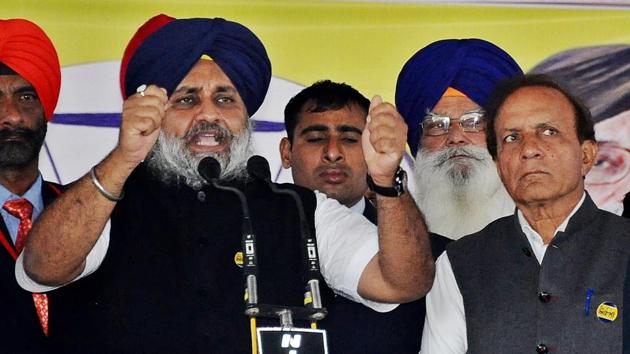 Punjab deputy chief minister Sukhbir Singh Badal addressed two rallies in Nihal Singh Wala and Baghapurana in support of party candidates Shiv Ram Kaler and Tirath Singh Mahla, respectively on Friday. (HT Photo) Punjab deputy chief minister Sukhbir Singh Badal addressed two rallies in Nihal Singh Wala and Baghapurana in support of party candidates Shiv Ram Kaler and Tirath Singh Mahla, respectively on Friday. (HT Photo)