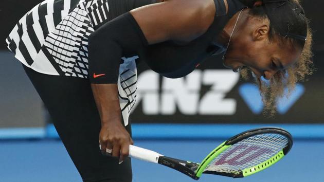 Serena Williams also smashed her racket during her Australian Open final against Venus on Saturday. (AP)