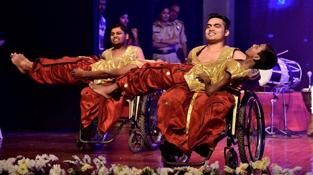 Students perform at the function. (Arijit Sen/HT PHOTO)