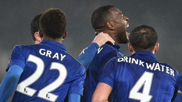 Wes Morgan helped defending Premier League champions Leicester City F.C. an early exit from the FA Cup with a late goal against Derby. (AFP) Wes Morgan helped defending Premier League champions Leicester City F.C. an early exit from the FA Cup with a late goal against Derby. (AFP)