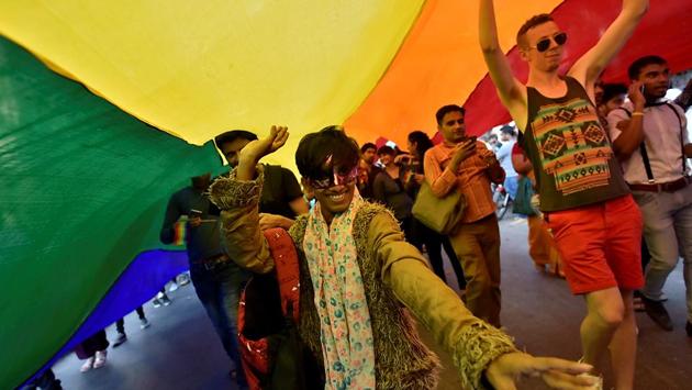 The colours of hope and pride reigned supreme at the march. (Arijit Sen/HT PHOTO)