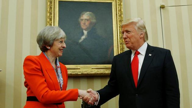 US President Donald Trump meets with British Prime Minister Theresa May in the White House Oval Office in Washington. (Reuters Photo) US President Donald Trump meets with British Prime Minister Theresa May in the White House Oval Office in Washington. (Reuters Photo)