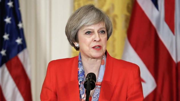 British Prime Minister Theresa May speaks during a news conference with President Donald Trump on Friday in the East Room of the White House in Washington.(AP Photo)