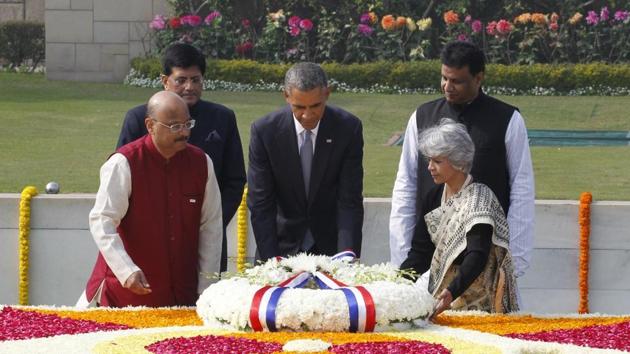 Inspiring thoughts and famous quotes of Mahatma Gandhi can now be read on the entrances of Rajghat, with the Central Public Works Department (CPWD) giving the memorial site a facelift. (Reuters FIle Photo) Inspiring thoughts and famous quotes of Mahatma Gandhi can now be read on the entrances of Rajghat, with the Central Public Works Department (CPWD) giving the memorial site a facelift. (Reuters FIle Photo)