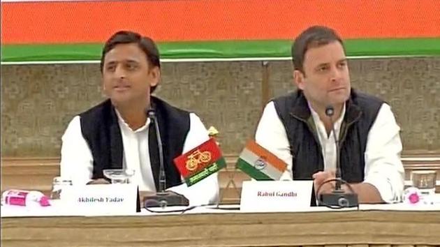 For Akhilesh Yadav, the SP-Congress tie-up could boost the fight against the formidable BJP and BSP, especially by consolidating the Muslim vote, which forms a significant 19% of the electorate.(File photos)