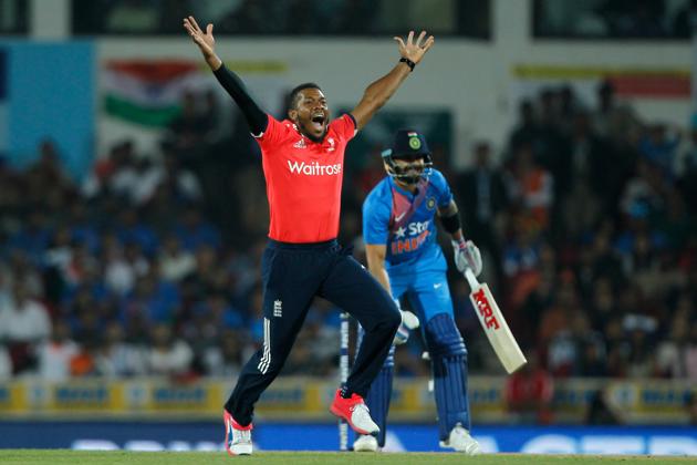 Chris Jordan picked three wickets for 22 to be England’s top wicket-taker. (BCCI)