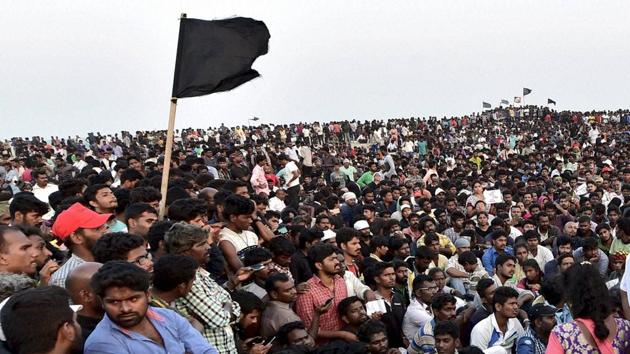 Protesters during a demonstration against the ban on the Jallikattu at Marina Beach in Chennai.(PTI File Photo) Protesters during a demonstration against the ban on the Jallikattu at Marina Beach in Chennai.(PTI File Photo)
