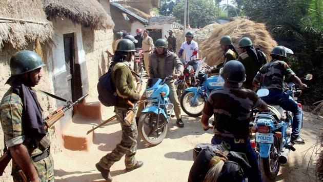 Tight security in Burdwan following an attack at Ausgram Police Station by an irate mob in Burdwan on January 29. (PTI Photo) Tight security in Burdwan following an attack at Ausgram Police Station by an irate mob in Burdwan on January 29. (PTI Photo)
