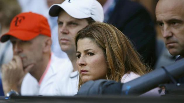 Federer’s wife Mirka looks tense during the men’s final on Sunday. (REUTERS)