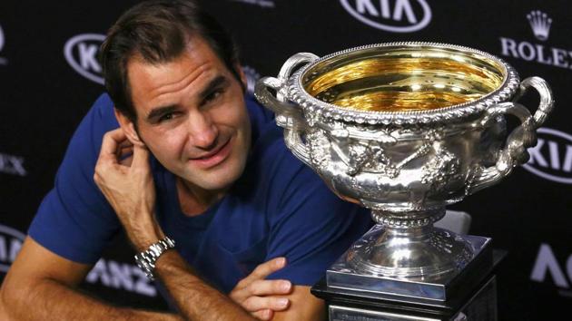 Roger Federer took his record number of Grand Slam singles titles to 18 after a classic five-set final victory over Spain’s Rafael Nadal in the Australian Open final on Sunday.(REUTERS) Roger Federer took his record number of Grand Slam singles titles to 18 after a classic five-set final victory over Spain’s Rafael Nadal in the Australian Open final on Sunday.(REUTERS)