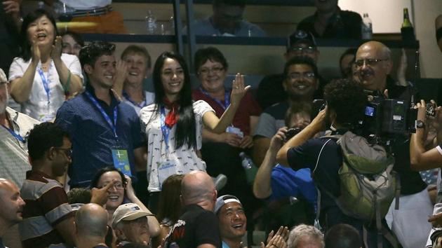Meanwhile, a wedding proposal is seen in the crowd during the Australian Open final on Sunday. (REUTERS)