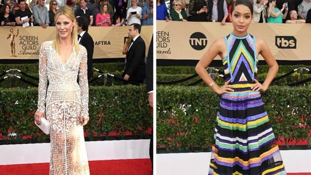 Modern Family actor Julie Bowen and Yara Shahidi of the sitcom Black-ish attend the 23rd Annual Screen Actors Guild Awards. (AFP)