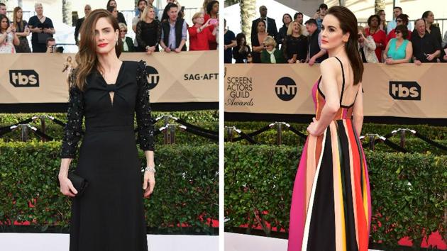 Actor Amanda Peet and Downton Abbey star Michelle Dockery at the event. (AFP)