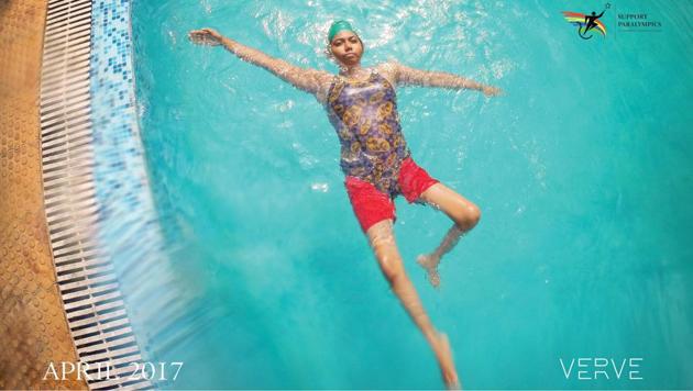 The April page of the calendar, Verve, features ace swimmer Sandhya Mondal. The April page of the calendar, Verve, features ace swimmer Sandhya Mondal.