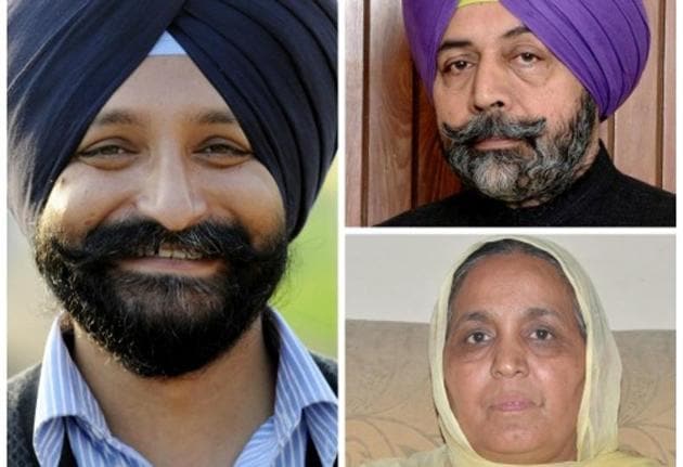 (clockwise from left) Harinderpal Singh Chandumajra (SAD), Harinderpal Singh Harry Mann (Congress) and Kuldeep Kaur Tohra (AAP). (HT Photos) (clockwise from left) Harinderpal Singh Chandumajra (SAD), Harinderpal Singh Harry Mann (Congress) and Kuldeep Kaur Tohra (AAP). (HT Photos)