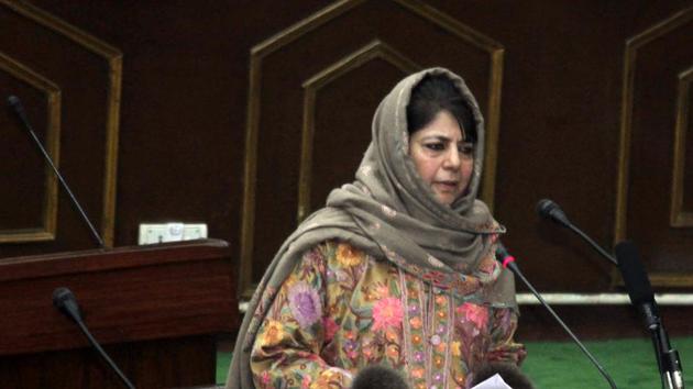 J-K chief minister Mehbooba Mufti addressing the Legislative Assembly during the Budget Session in Jammu on Monday.(NitinKanotra / HT Photo) J-K chief minister Mehbooba Mufti addressing the Legislative Assembly during the Budget Session in Jammu on Monday.(NitinKanotra / HT Photo)