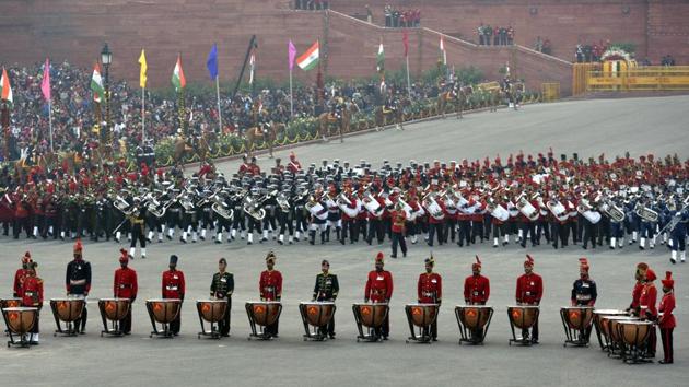 Drummers Call: Members of the armed forces band take part in the ceremony. (Arun Sharma/HT photo) Drummers Call: Members of the armed forces band take part in the ceremony. (Arun Sharma/HT photo)