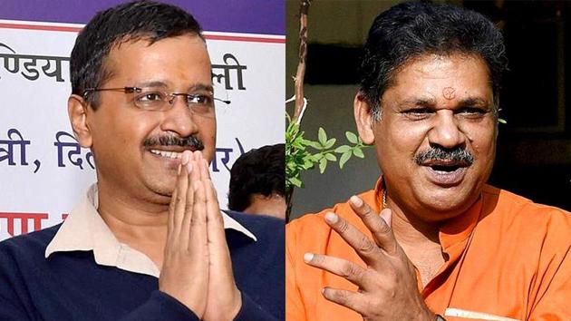 Combination photograph of Delhi chief minister Arvind Kejriwal and former BJP leader Kirti Azad. Combination photograph of Delhi chief minister Arvind Kejriwal and former BJP leader Kirti Azad.