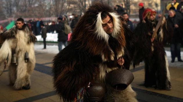 A dancer wearing costume made of animal fur takes part in the International Festival of Masquerade Games on Sunday. (REUTERS) A dancer wearing costume made of animal fur takes part in the International Festival of Masquerade Games on Sunday. (REUTERS)
