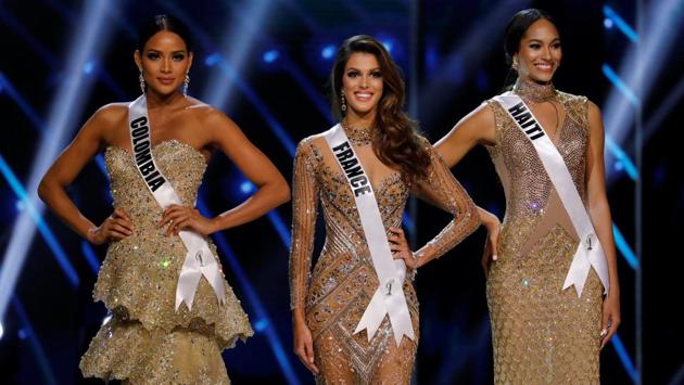 Haiti’s Raquel Pelissier (right) was the first runner-up, while Andrea Tovar (left)of Colombia placed second runner-up. (REUTERS)