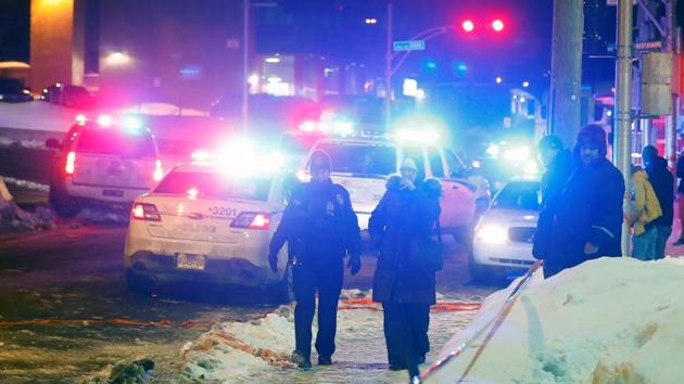 Police officers are seen near a mosque after a shooting in Quebec City on January 29, 2017. (Reuters) Police officers are seen near a mosque after a shooting in Quebec City on January 29, 2017. (Reuters)