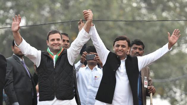 Uttar Pradesh chief minister and Samajwadi Party president Akhilesh Yadav (right) and Congress vice-president Rahul Gandhi during their road show in Lucknow on January 29, 2017. (PTI) Uttar Pradesh chief minister and Samajwadi Party president Akhilesh Yadav (right) and Congress vice-president Rahul Gandhi during their road show in Lucknow on January 29, 2017. (PTI)
