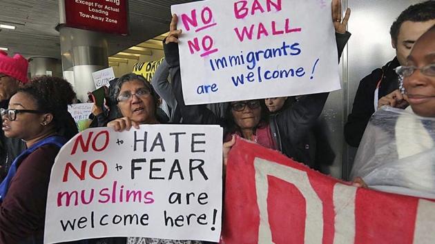 Protesters rally against President Trump's refugee ban at Miami International Airport on Sunday, Jan. 29.(AP Photo) Protesters rally against President Trump's refugee ban at Miami International Airport on Sunday, Jan. 29.(AP Photo)
