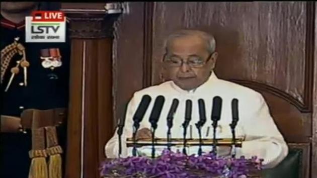 President Pranab Mukherjee addresses both Houses of Parliament. (ANI Photo) President Pranab Mukherjee addresses both Houses of Parliament. (ANI Photo)
