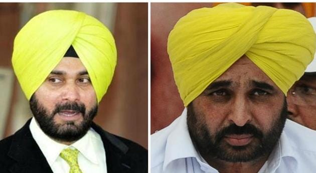 Navjot Singh Sidhu and (left) Bhagwant Mann. (HT File photos) Navjot Singh Sidhu and (left) Bhagwant Mann. (HT File photos)