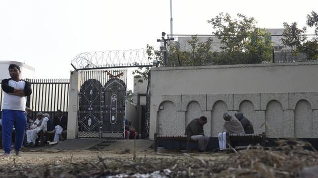 The spot where Sri Krishan ( 74), father of gangster Manjeet Mahal, was shot dead outside his house in Mitraon village, Najafgarh, on Sunday. The spot where Sri Krishan ( 74), father of gangster Manjeet Mahal, was shot dead outside his house in Mitraon village, Najafgarh, on Sunday.
