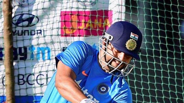 Suresh Raina has a hit as they prepare for the Chinnaswamy T20I. (PTI) Suresh Raina has a hit as they prepare for the Chinnaswamy T20I. (PTI)