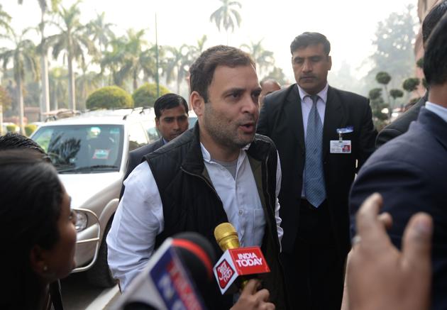 Congress vice-president Rahul Gandhi arrives for the Budget session of Parliament in New Delhi on Tuesday.(AFP Photo) Congress vice-president Rahul Gandhi arrives for the Budget session of Parliament in New Delhi on Tuesday.(AFP Photo)