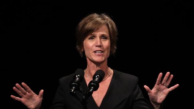 US Deputy Attorney General Sally Yates was fired by an embattled Donald Trump for refusing to defend his controversial immigration orders. In a caustic statement, Trump's White House said acting attorney general Sally Yates "betrayed" the Department of Justice in defying the president and had been relieved of her duties with immediate effect. (AFP File) US Deputy Attorney General Sally Yates was fired by an embattled Donald Trump for refusing to defend his controversial immigration orders. In a caustic statement, Trump's White House said acting attorney general Sally Yates "betrayed" the Department of Justice in defying the president and had been relieved of her duties with immediate effect. (AFP File)