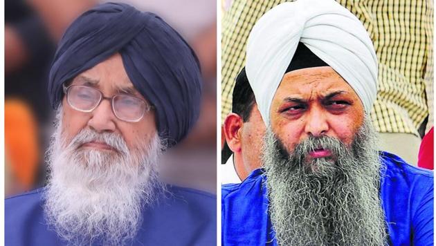 Punjab chief minister Parkash Singh Badal and (left) AAP’s Lambi candidate Jarnail Singh(HT File Photos)