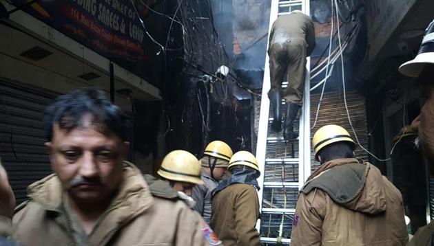 More than two dozen fire tenders were required to control the blaze in Moti Bagh market. More than two dozen fire tenders were required to control the blaze in Moti Bagh market.