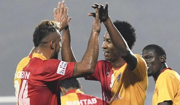 East Bengal FC beat Mumbai FC 2-0 to stay at the top of the I-League table. (AIFF) East Bengal FC beat Mumbai FC 2-0 to stay at the top of the I-League table. (AIFF)